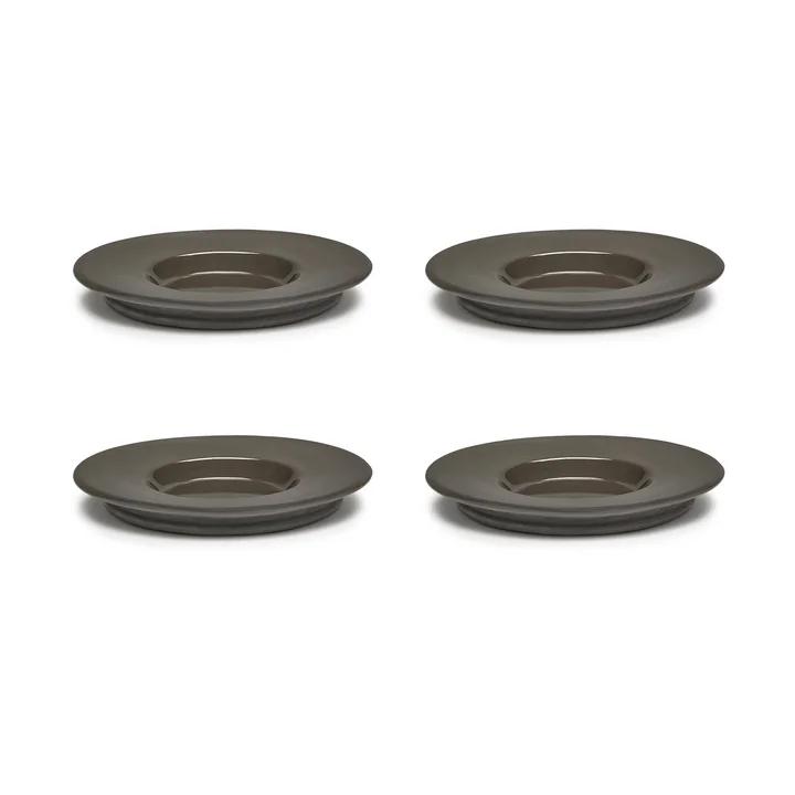 Dune Saucer for espresso cup by Kelly Wearstler, Ø 11 cm, Slate / brown (set of 4) by Serax