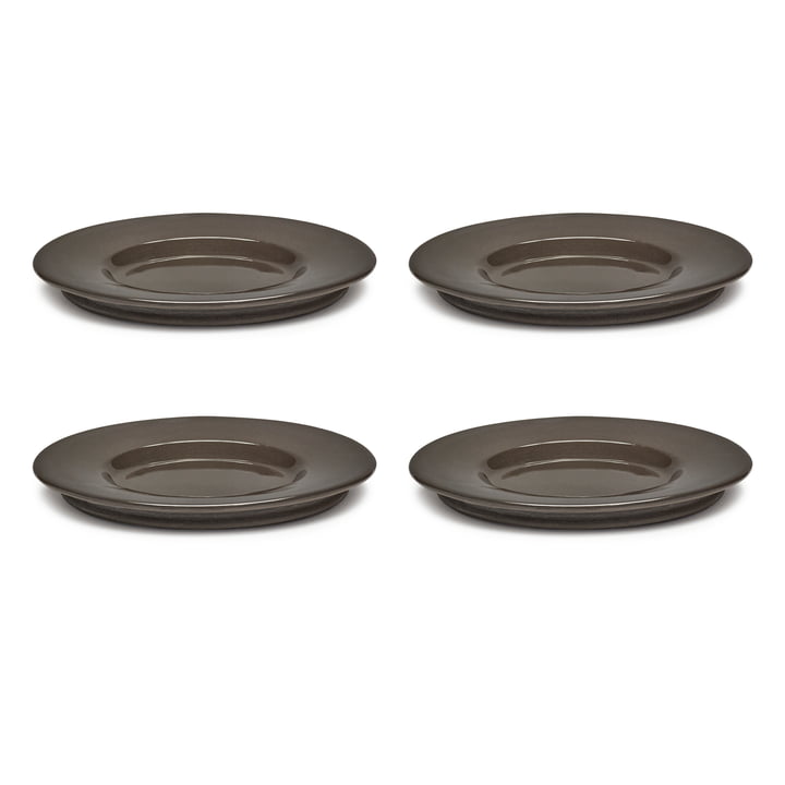 Dune Saucer for coffee cup by Kelly Wearstler, Ø 13.5 cm, Slate / brown (set of 4) by Serax