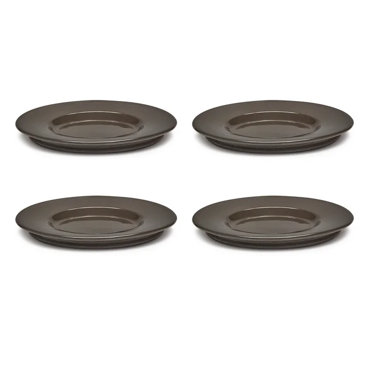Dune Saucer for coffee cup by Kelly Wearstler, Ø 13.5 cm, Slate / brown (set of 4) by Serax