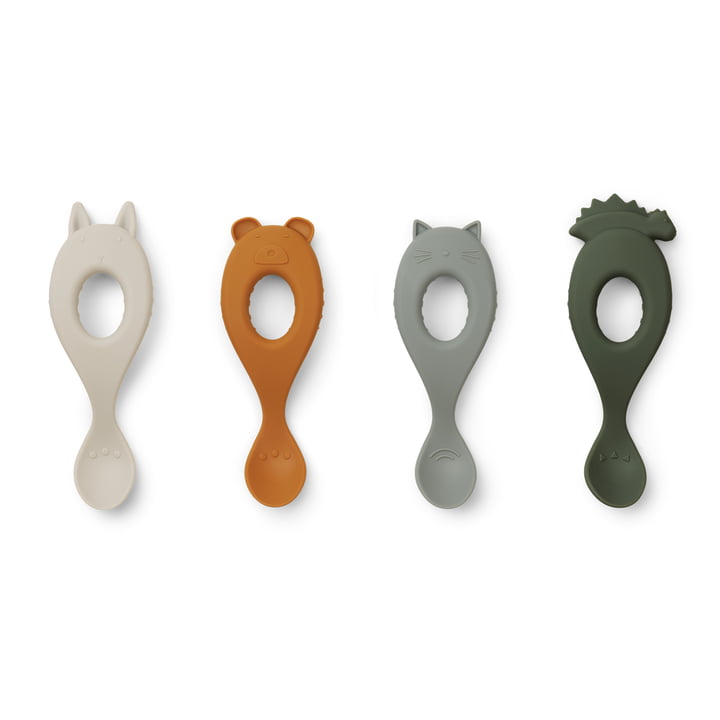 LIEWOOD - Liva silicone spoon, hunter green mix (set of 4)