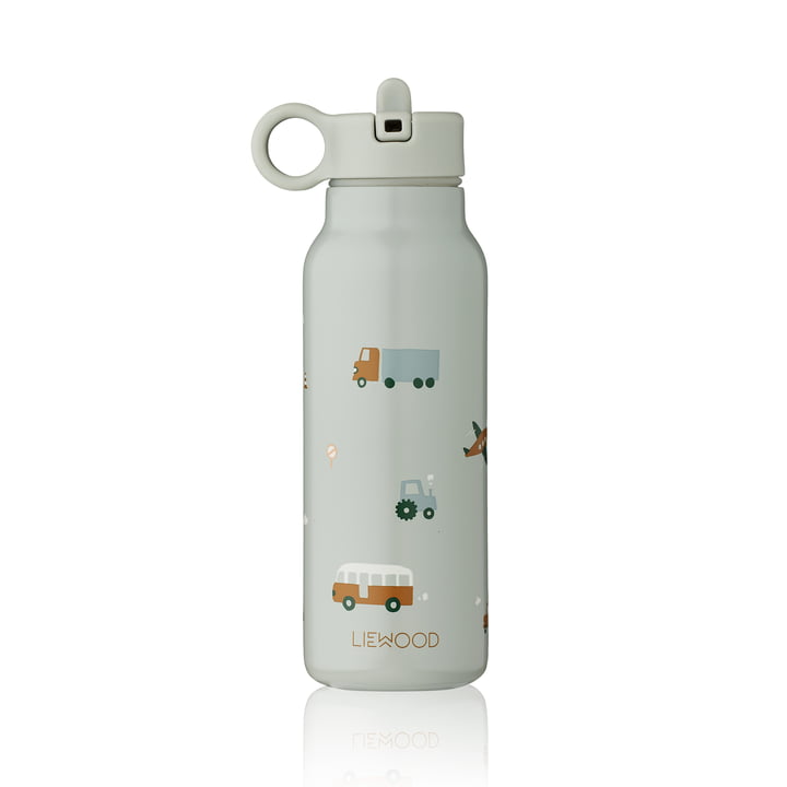 Falk Water bottle, 350 ml, vehicles, dove blue mix by LIEWOOD