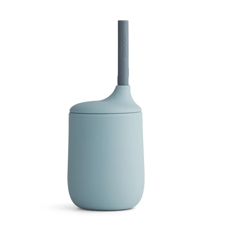 LIEWOOD - Ellis Sippy Mug with lid and straw, sea blue / blue wave mix