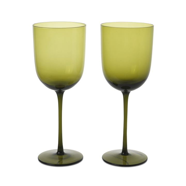 ferm Living - Host Red wine glass, moss green (set of 2)