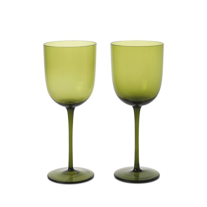 ferm Living - Host White wine glass, moss green (set of 2)