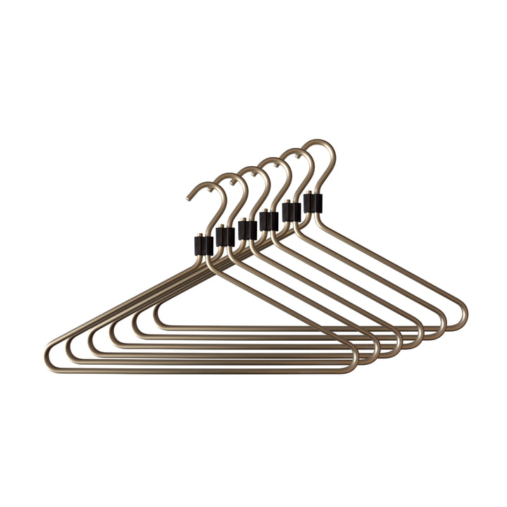 Coat hanger, gold / clip black (set of 6) from Radius Design