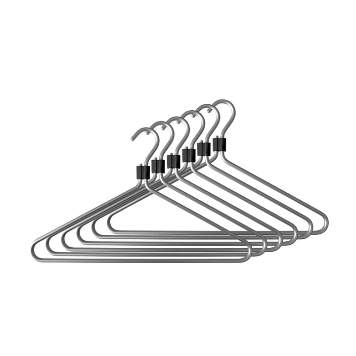 Coat hanger, silver / clip black (set of 6) from Radius Design