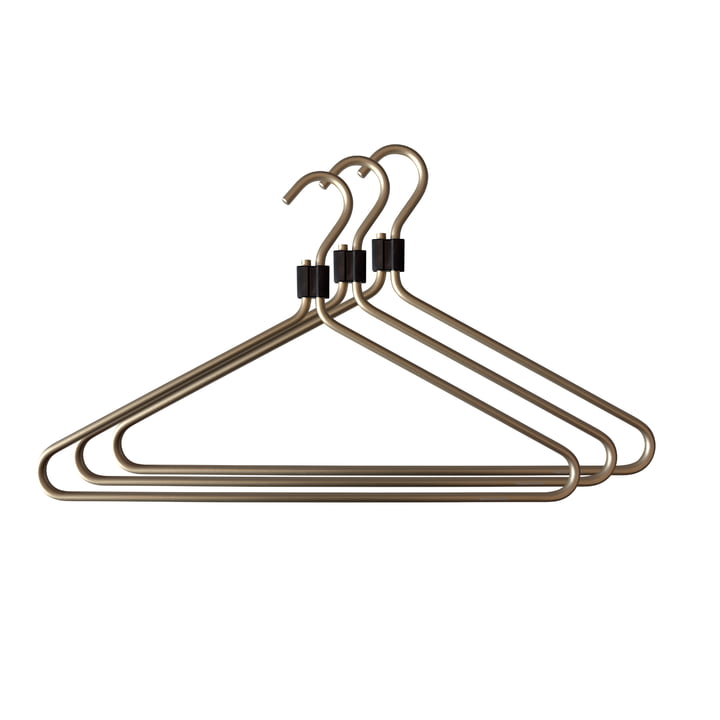Coat hanger, gold / clip black (set of 3) from Radius Design