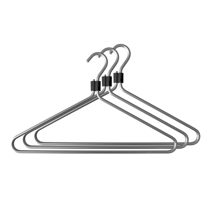 Coat hanger, silver / clip black (set of 3) from Radius Design