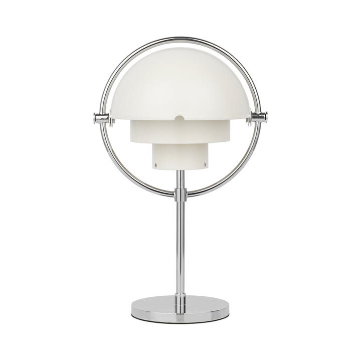 Gubi - Multi-Lite Portable LED battery table lamp, chrome / white semi matte