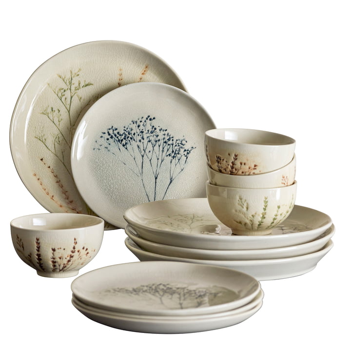 Bea Tableware set, natural (12 pieces) from Bloomingville