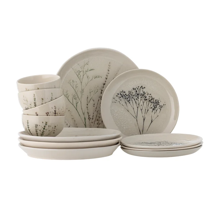 Bea Tableware set, natural (12 pieces) from Bloomingville