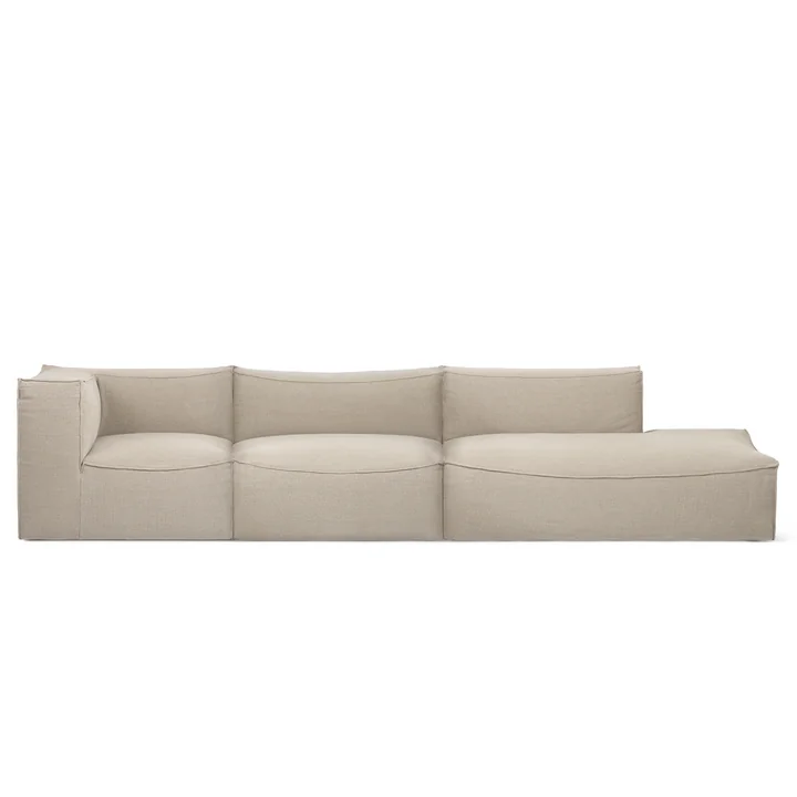 Ferm Living - Catena Modular, 4 seater Sofa Open End Right, Natural (Rich Linen)