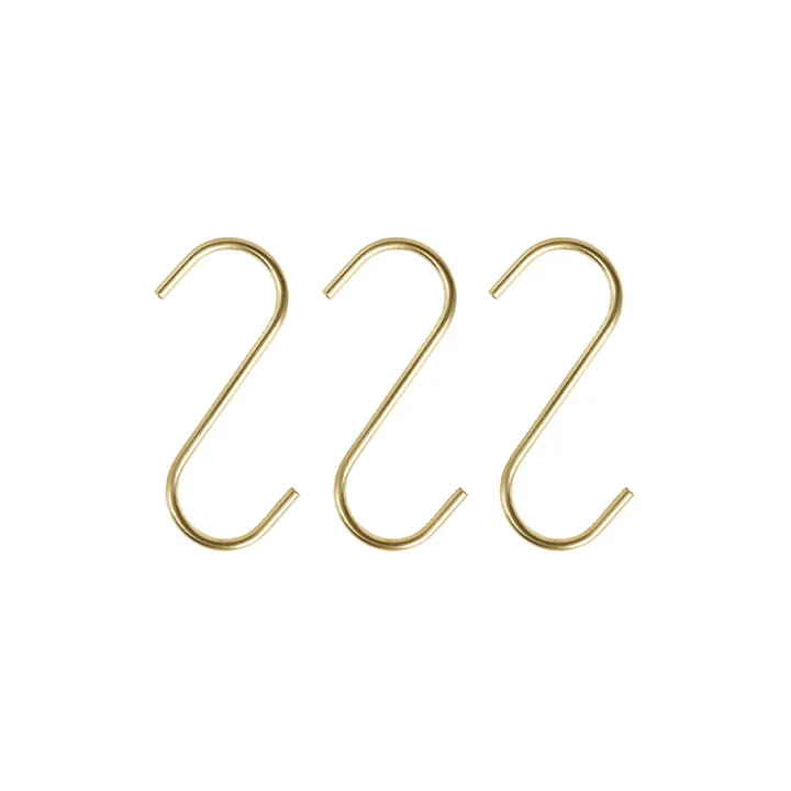 OYOY - Pieni S hook, brass (set of 3)
