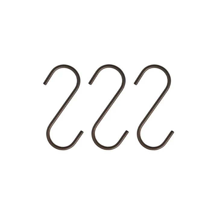 OYOY - Pieni S hook, brown brass (set of 3)
