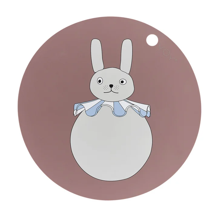 OYOY - Placemat PomPom, Bunny, ⌀ 39 cm, clay