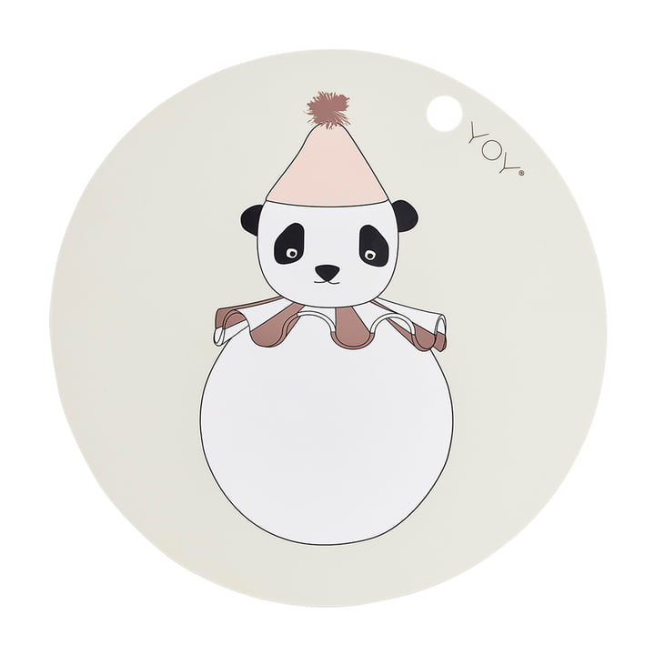 OYOY - Placemat PomPom, Panda, ⌀ 39 cm, offwhite