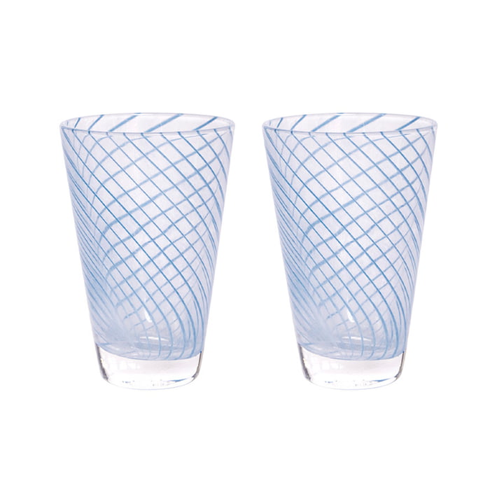 OYOY - Yuka Swirl drinking glass, blue (set of 2)