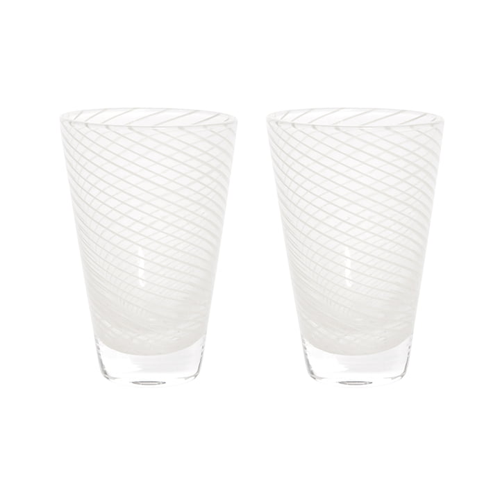 OYOY - Yuka Swirl drinking glass, white (set of 2)