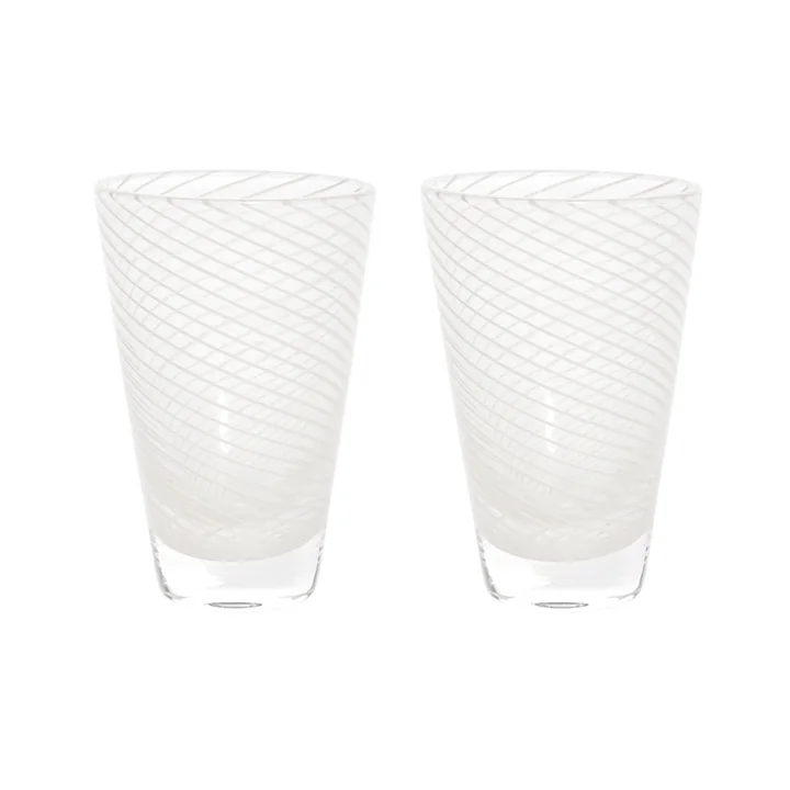 OYOY - Yuka Swirl drinking glass, white (set of 2)