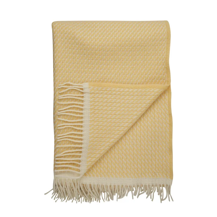 Mello Wool blanket, 210 x 150 cm, lemon yellow by Røros Tweed