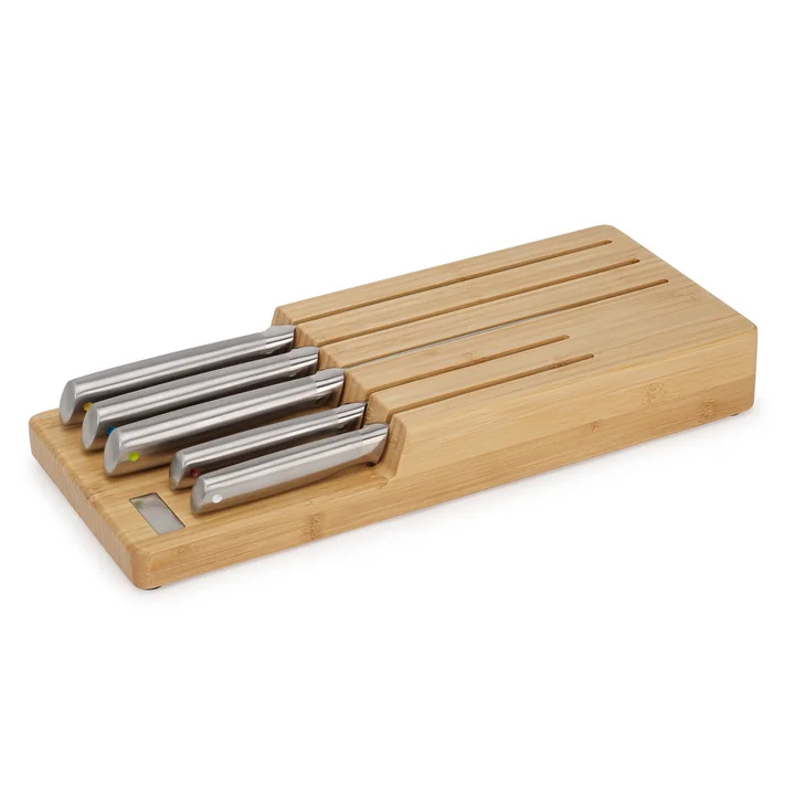 Elevate Knife storage with knives, stainless steel / bamboo (5 pieces) by Joseph Joseph
