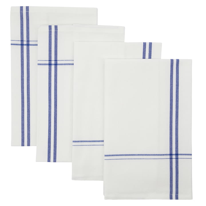 Amow Cloth napkin, white / blue (set of 4) from Nicolas Vahé