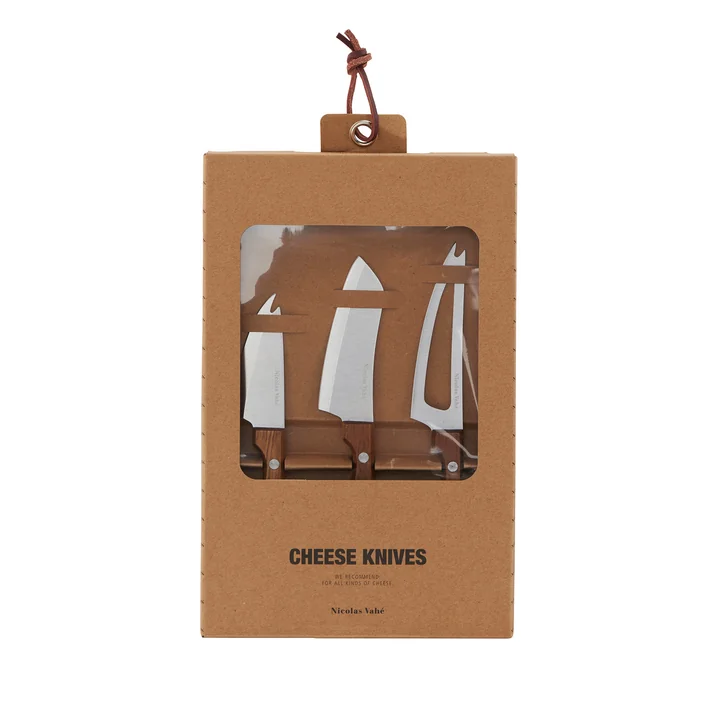 Cheese knife, acacia natural / stainless steel (set of 3) by Nicolas Vahé