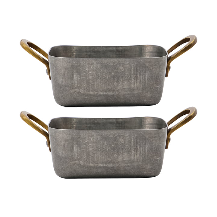 Presentation Mini casserole dish, brushed stainless steel (set of 2) by Nicolas Vahé