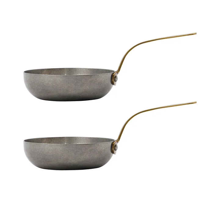 Presentation Mini frying pan, brushed stainless steel (set of 2) by Nicolas Vahé