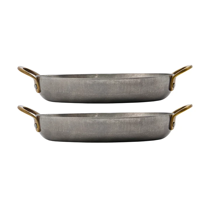 Presentation Mini pan, brushed stainless steel (set of 2) by Nicolas Vahé