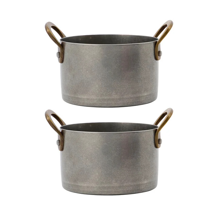 Presentation Mini pot, brushed stainless steel (set of 2) by Nicolas Vahé
