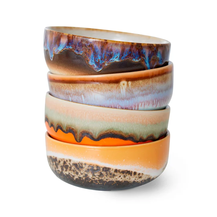 HKliving - 70's Tapas bowls (4 pcs.), Ø 11 cm, crystal