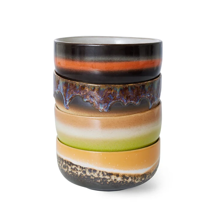 Copy - HKliving - 70's Dessert bowls (4 pcs.), Ø 12.5 cm, humus