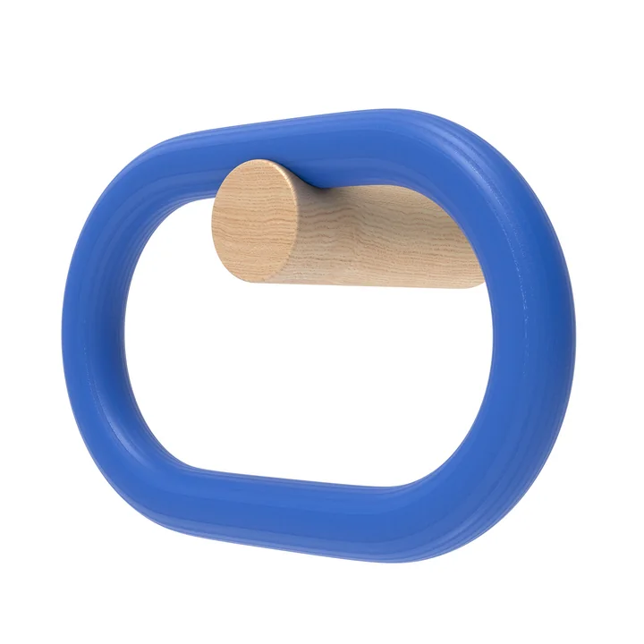 Hartô - Fernand Coat hook, horizontal, natural oak / electric blue