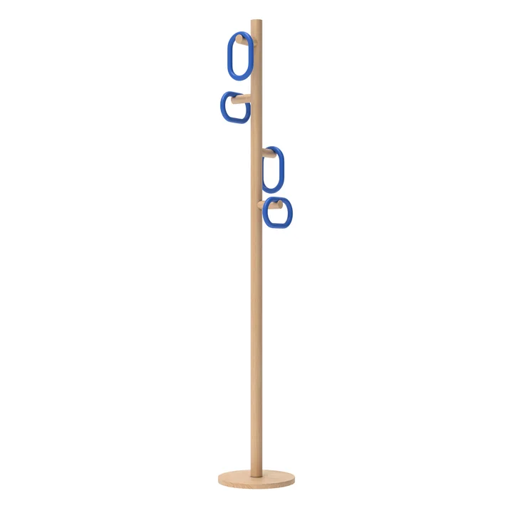 Hartô - Fernand Coat rack, natural oak / electric blue