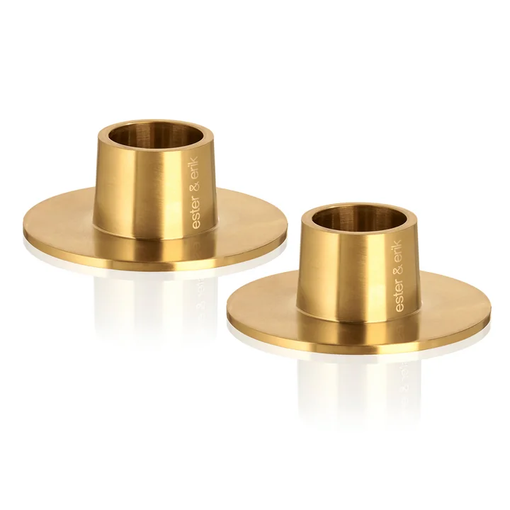ester & erik - candle holder for whip candles, ⌀ 6 cm, gold / matt (set of 2)