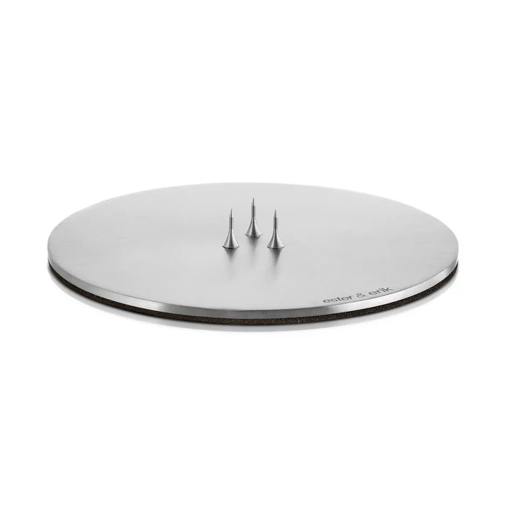 ester & erik - Candle plate, ⌀ 12 cm, silver / matt