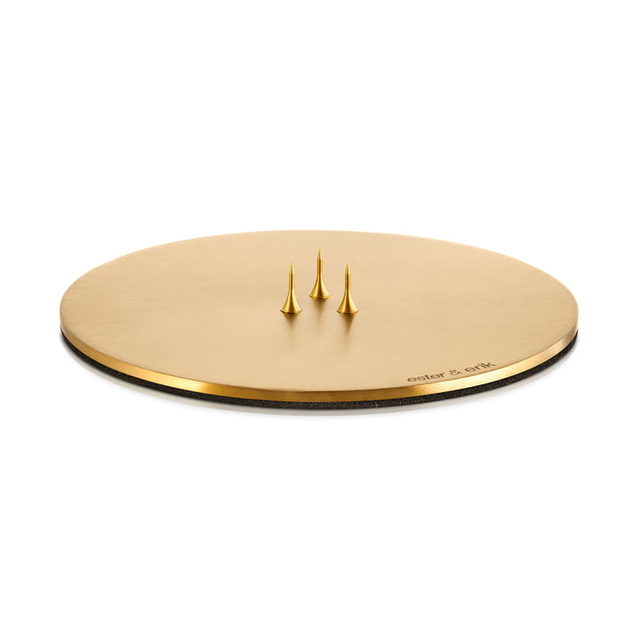ester & erik - Candle plate, ⌀ 12 cm, gold / matte