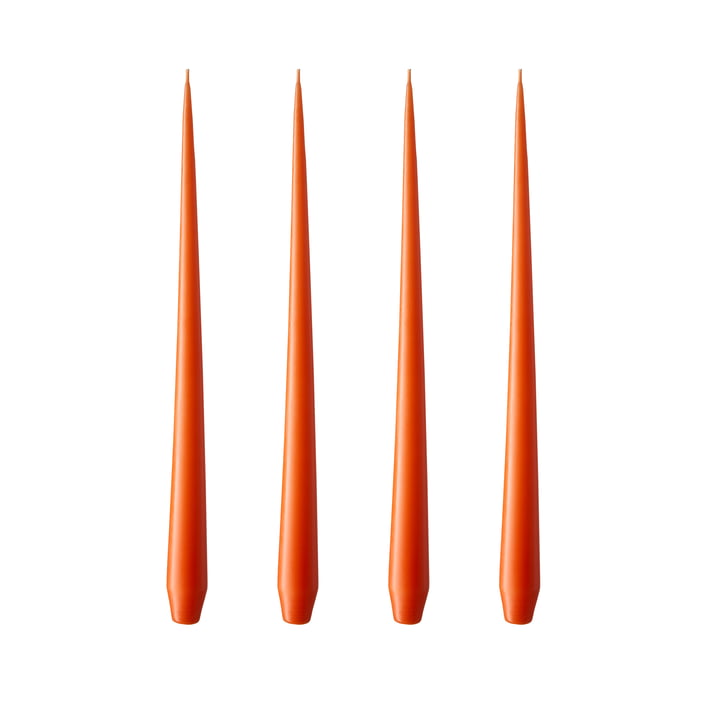 ester & erik - taper candle, 24 cm, No. 16/2, vivid orange / matte (set of 4)