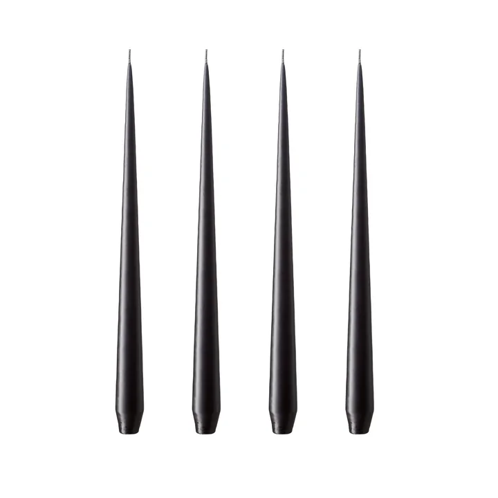 ester & erik - pointed candle, 24 cm, No. 75, raw black / matt (set of 4)