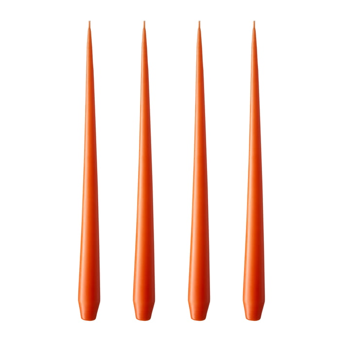 ester & erik - whip candle, 32 cm, No. 16/2, vivid orange / matte (set of 4)