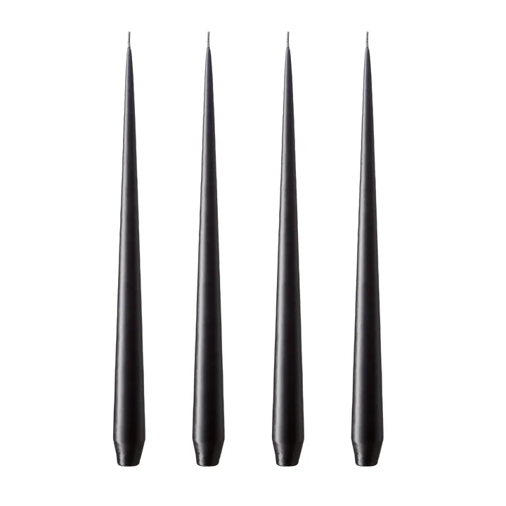 ester & erik - whip candle, 32 cm, No. 75, raw black / matt (set of 4)
