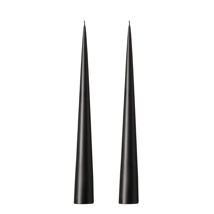 ester & erik - taper candle, 25 cm, No. 75, raw black / matt (set of 2)