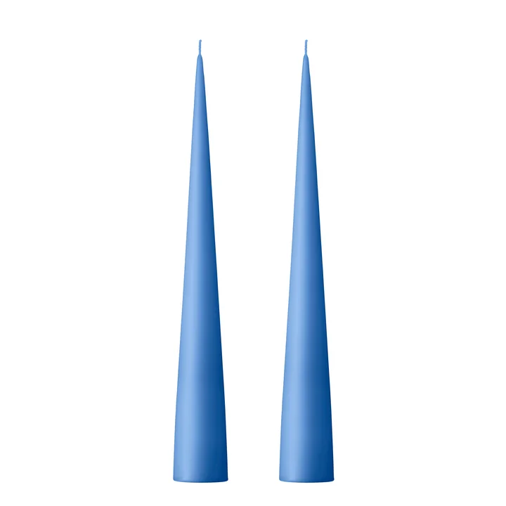 ester & erik - taper candle, 25 cm, No. 37, moon blue / matt (set of 2)