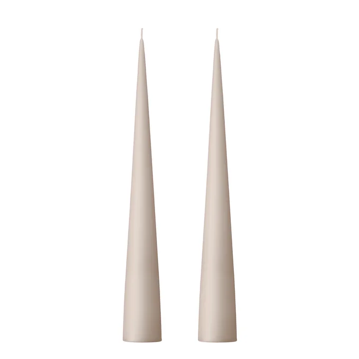 ester & erik - Cone candle, 25 cm, No. 22, linen gray / matt (set of 2)