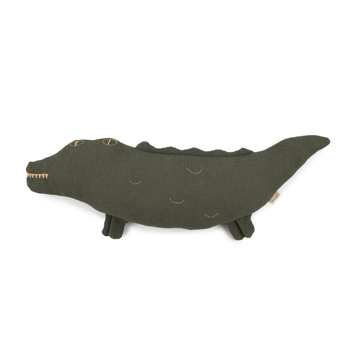 Nobodinoz - Wabi Sabi Cushion, Crocodile, 72 x 22 cm, vetiver
