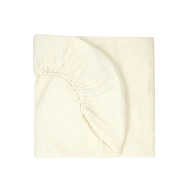 Wabi Sabi Fitted sheet, 70 x 140 x 15 cm, natural by Nobodinoz