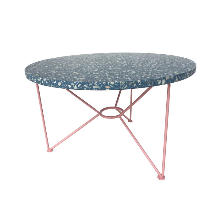 Acapulco Design - The Low Table, H 36 x Ø 65 cm, terrazzo / memphis blue