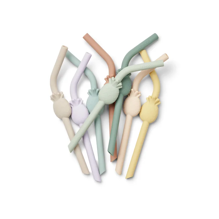 LIEWOOD - Carlson Drinking straw, pineapple / pale tuscany multi mix (set of 8)