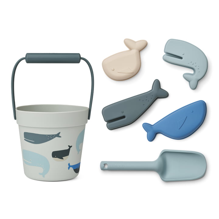 Dante Beach play set, whales, clould blue (set of 6) by LIEWOOD
